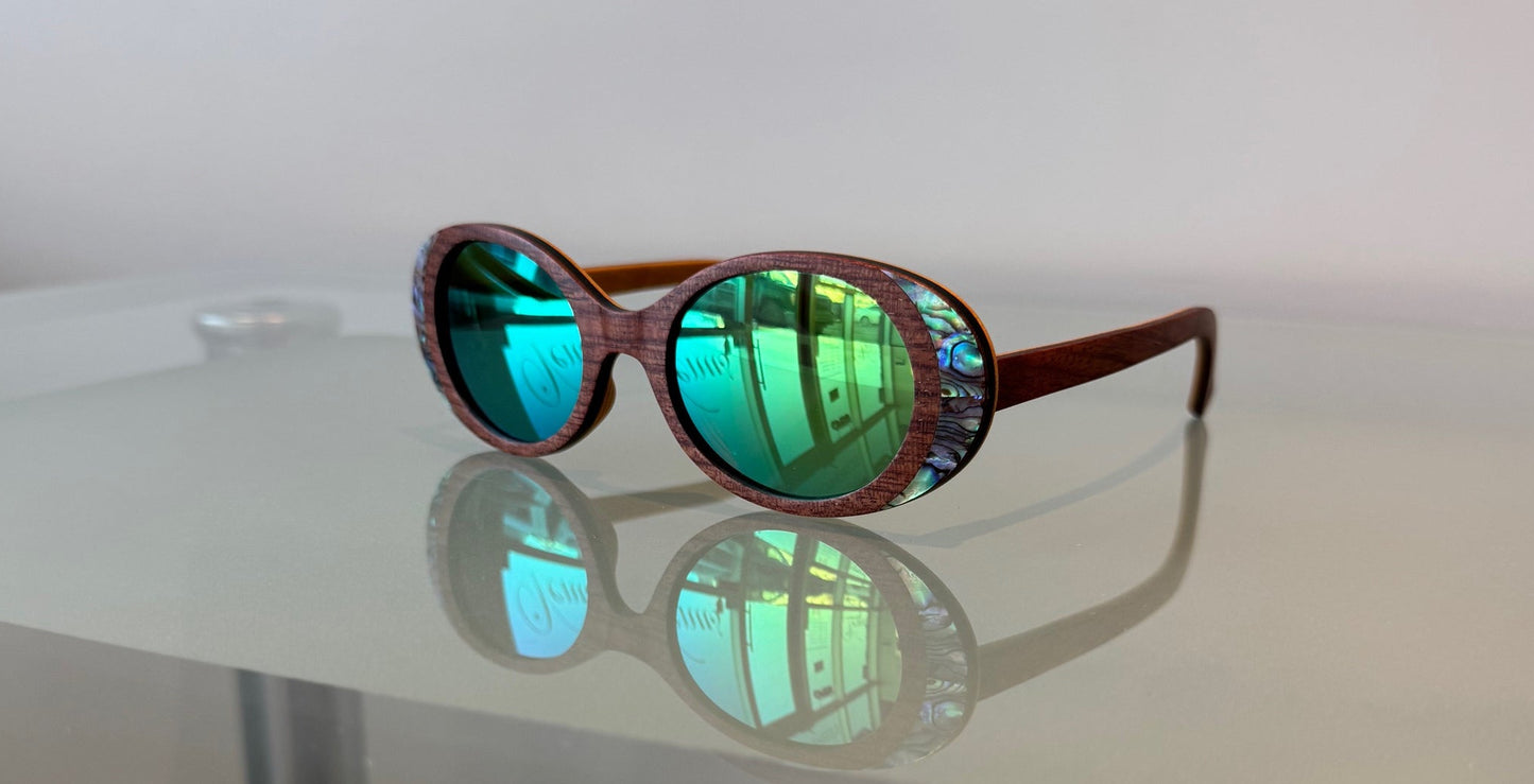 VE-282 Wood and New Zealand Abalone Seashell SUN