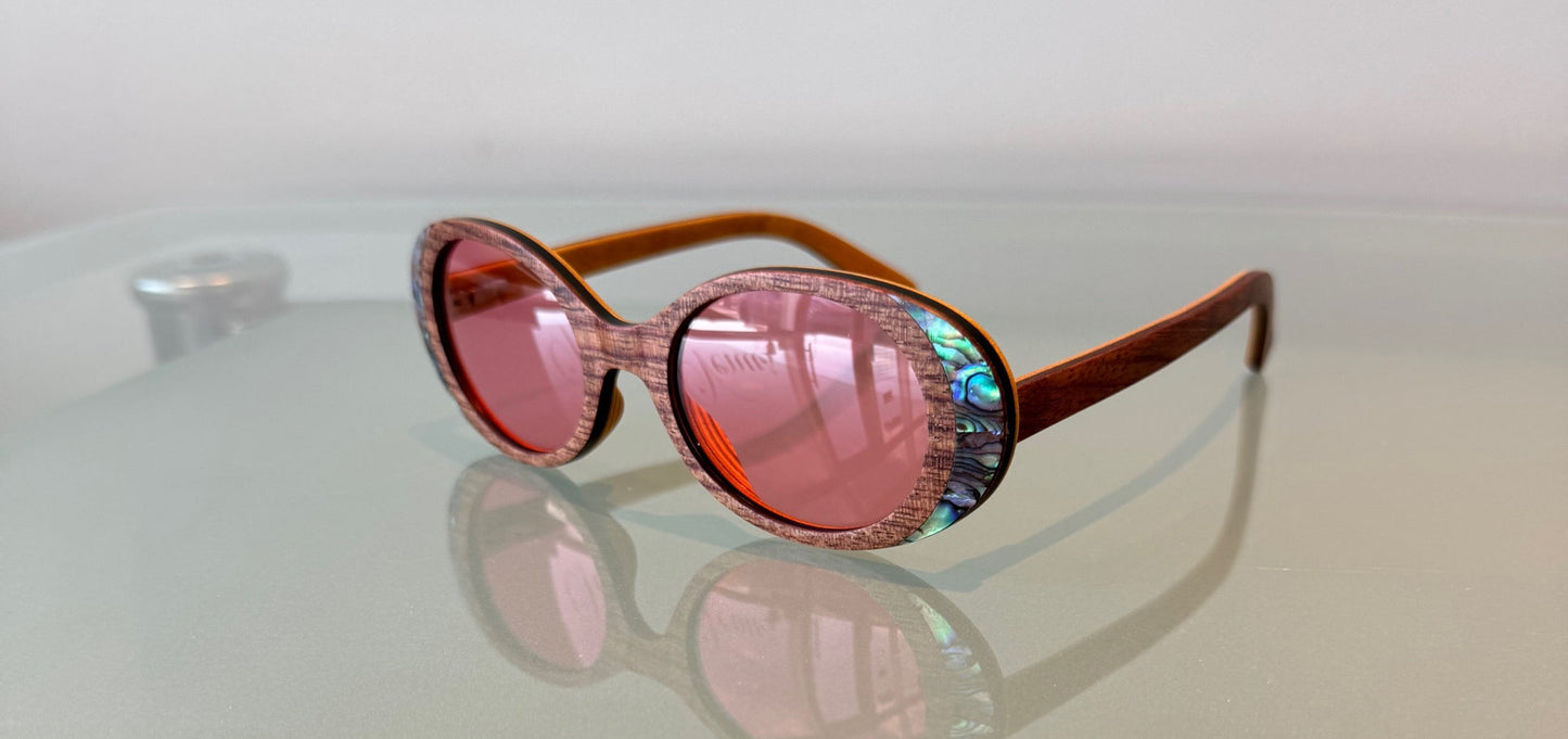 VE-282 Wood and New Zealand Abalone Seashell SUN