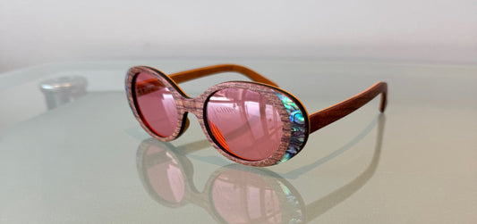 VE-282  Wood and New Zealand Abalone Seashell SUN