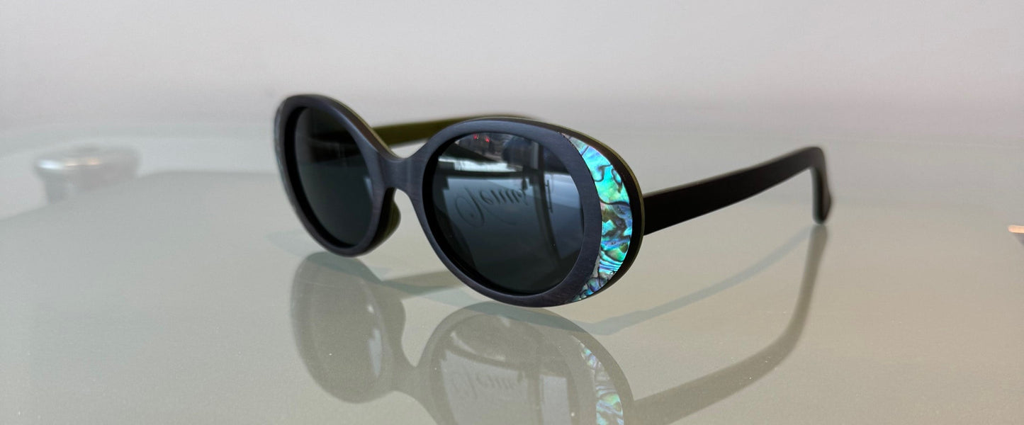 VE-282 Wood and New Zealand Abalone Seashell SUN