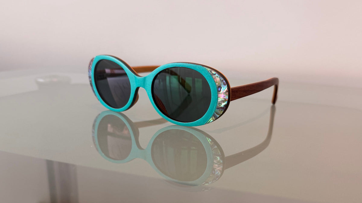 VE-282  Wood and New Zealand Abalone Seashell SUN